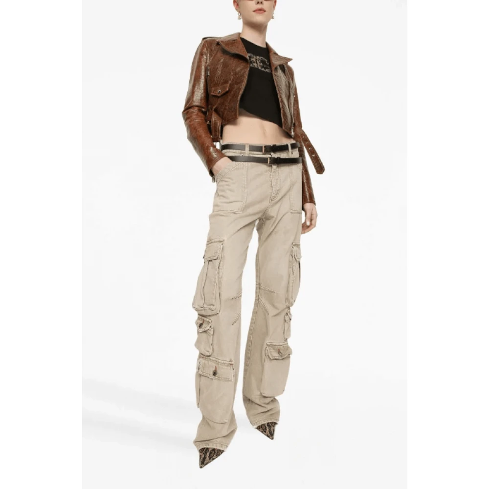 Dolce & Gabbana Cargo Jeans met Logo Plaque Beige Dames