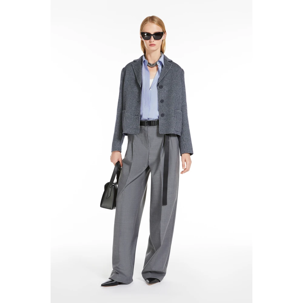 Max Mara Studio Wollen Gabardine Broek Gray Dames