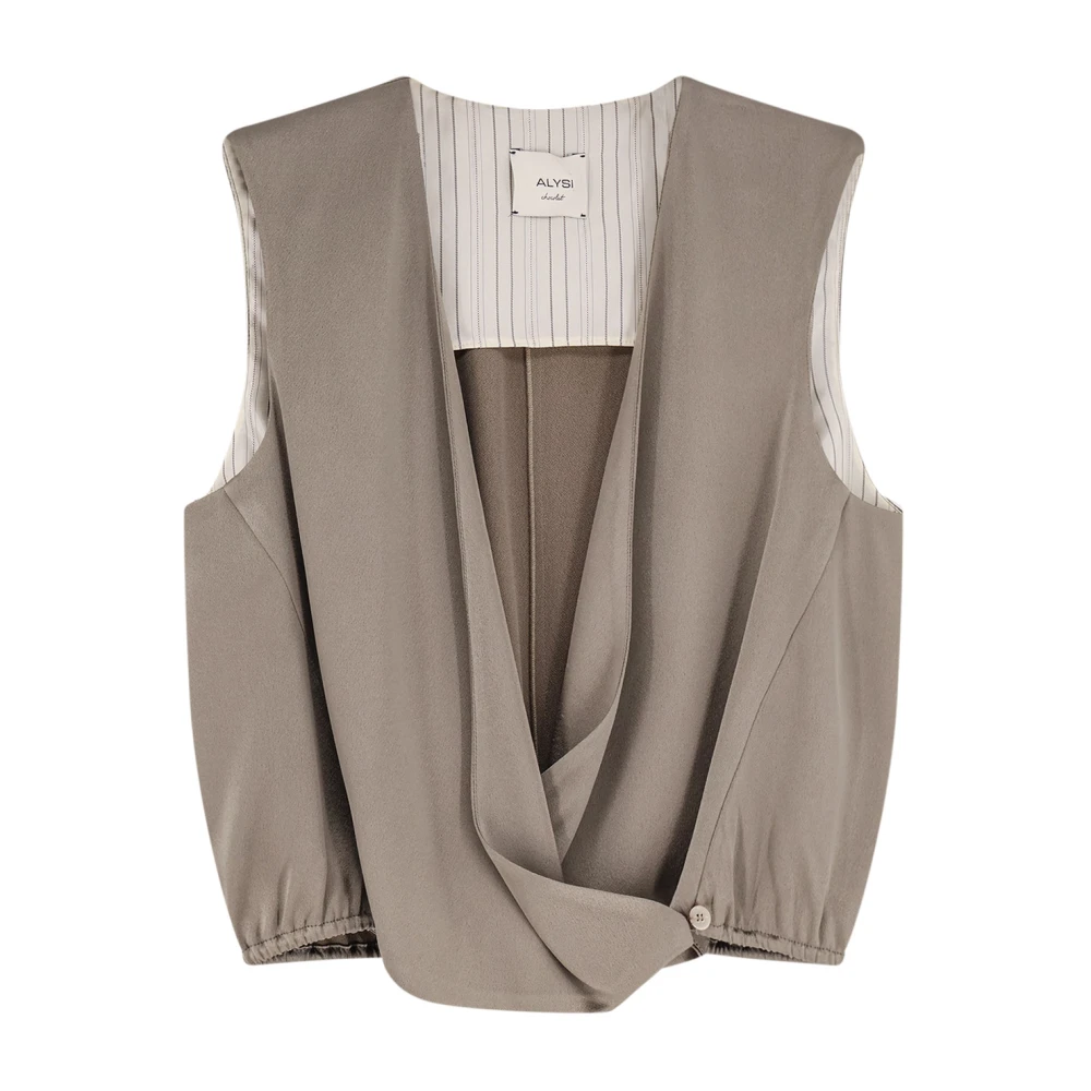 Alysi Women's Beige V-Neck Cross-Over Top - Blouses - Xs - Blouses & Shirts