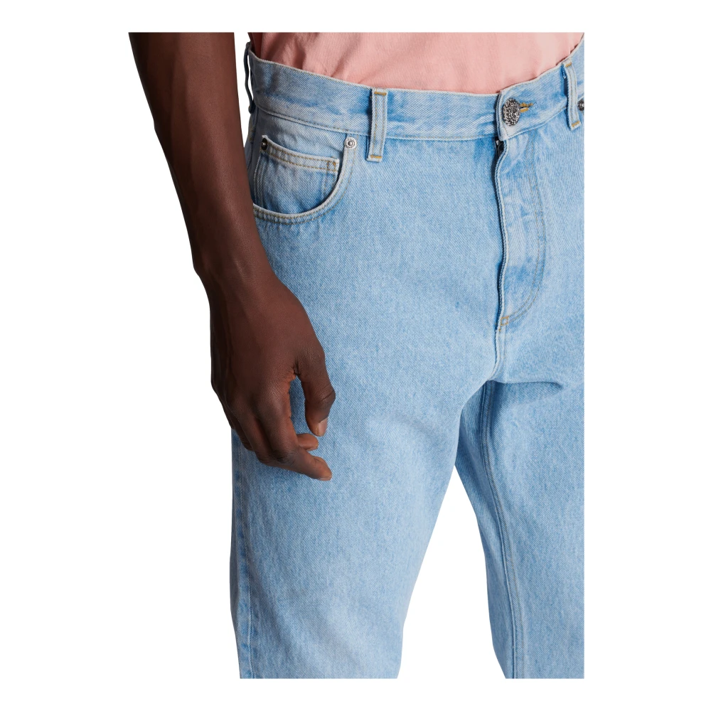 Balmain Lichtblauwe regular-fit denim jeans Blue Heren