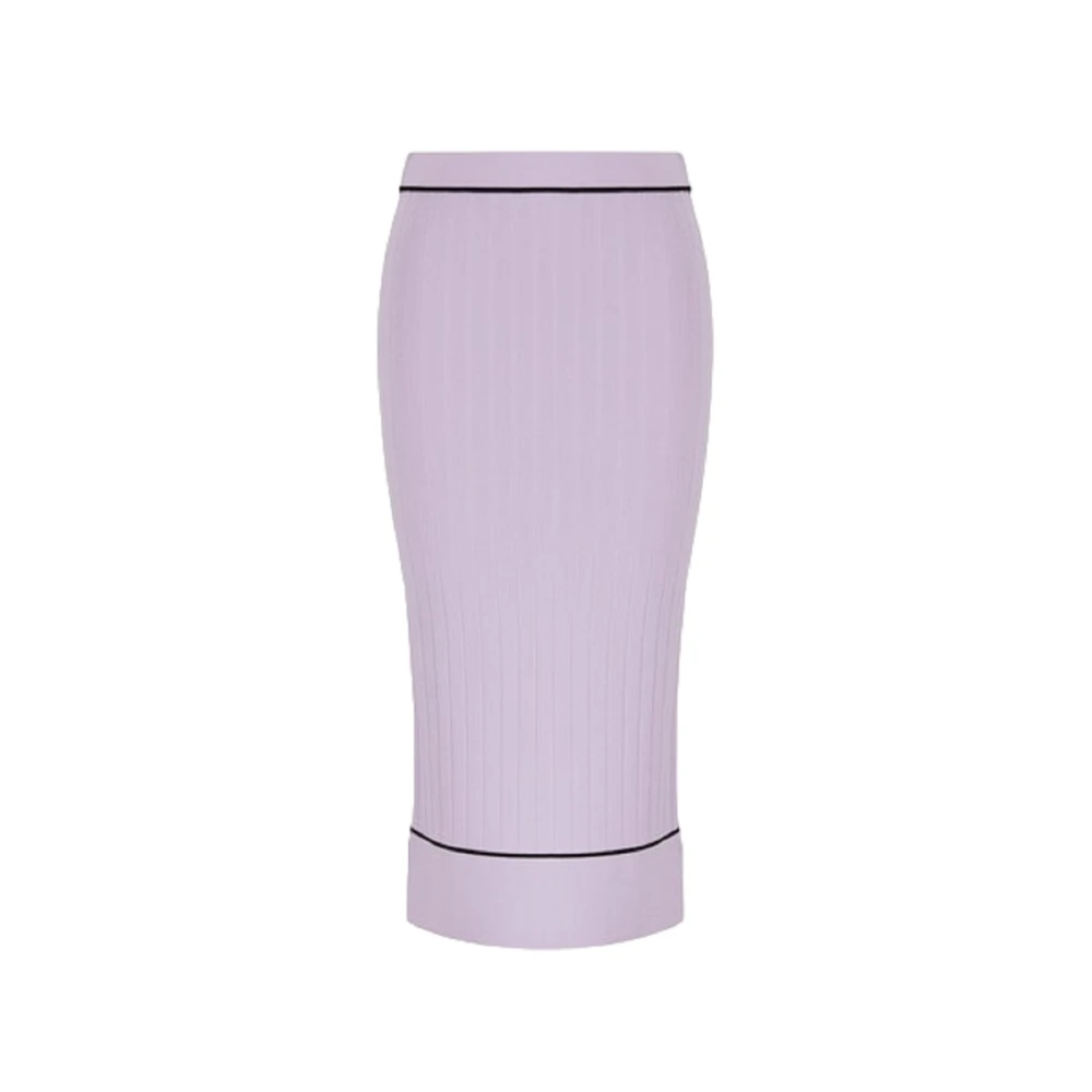 Armani Exchange Vrouw Purper Rokken Dames, Paars, M, Asv Geribbelde Gebreide Midi Rok