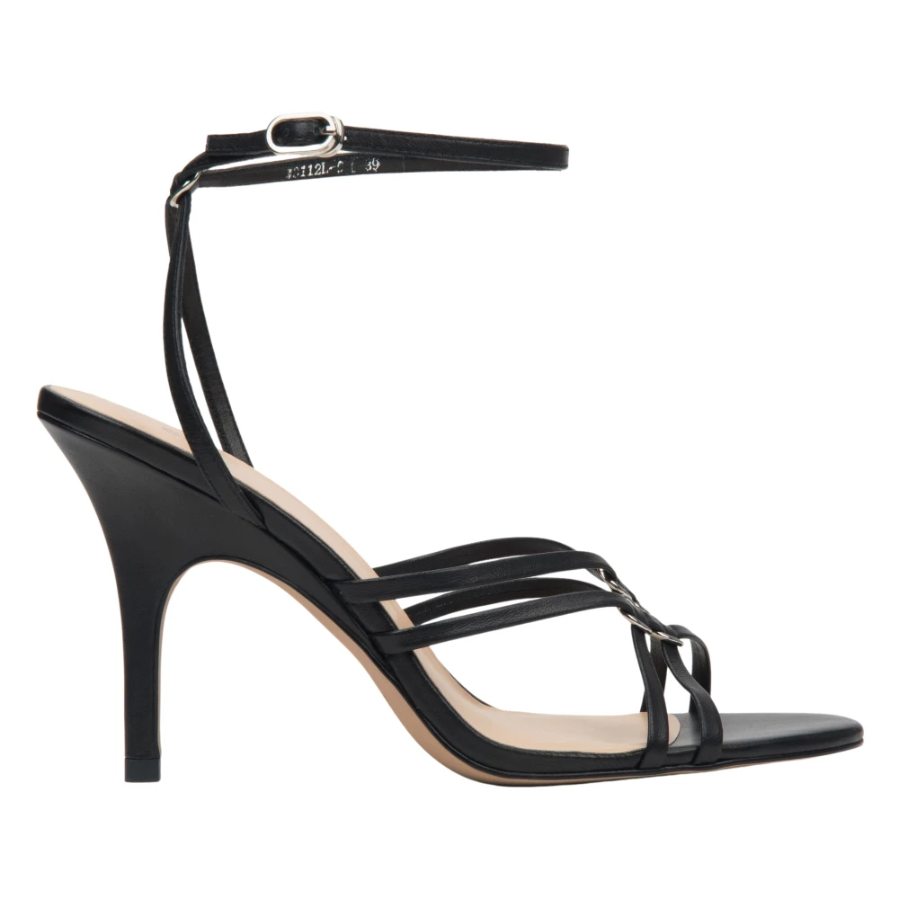 Estro Black High Heel Sandals, Female, 6 Uk, Leather Stiletto Sandals