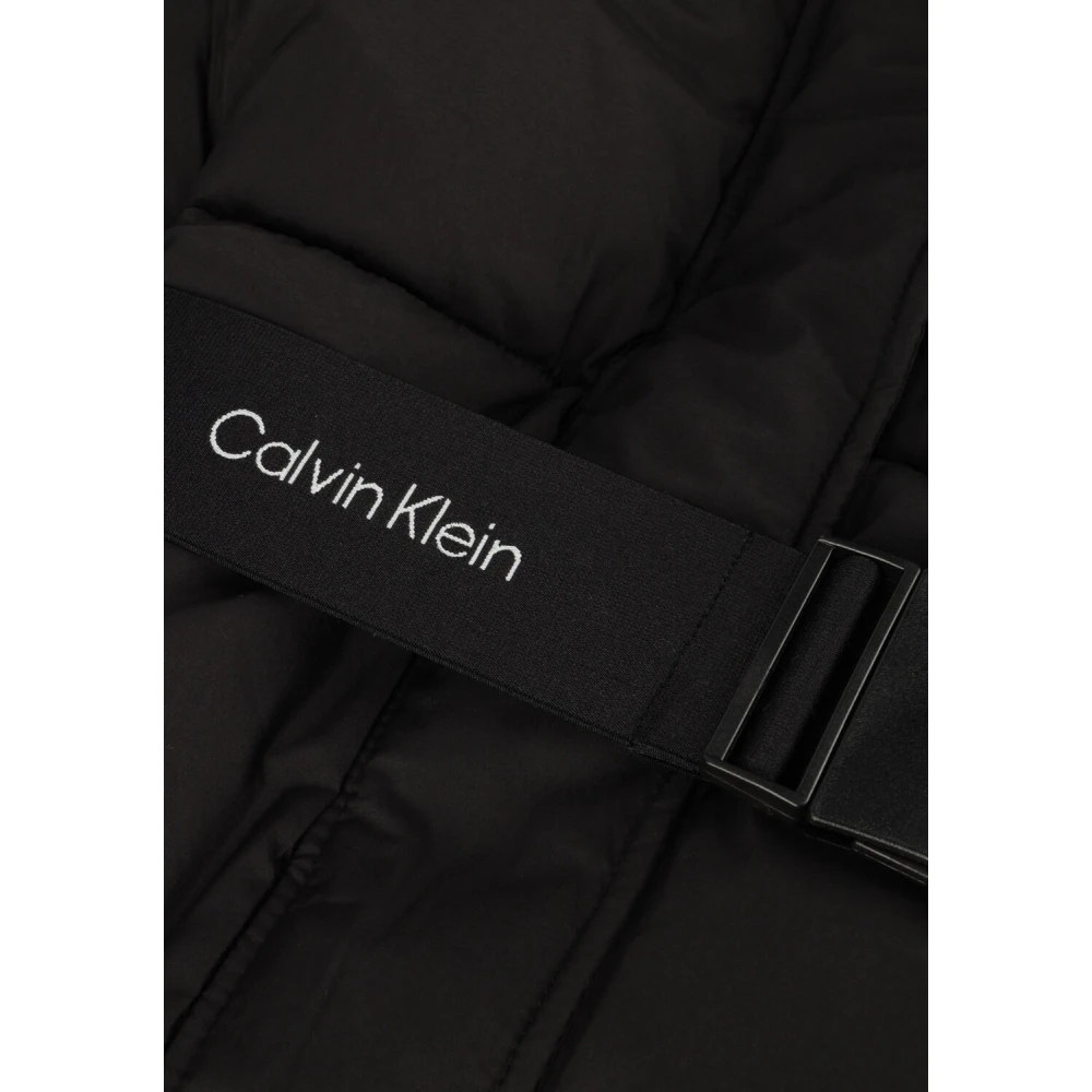 Calvin Klein Logo Riem Korte Puffer Jas Black Dames