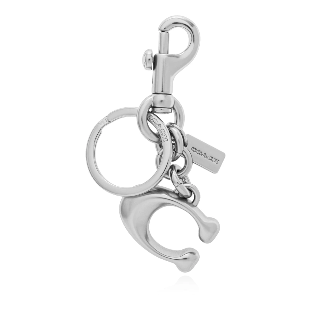 Coach Women's Gray Keychains, One Size, Keychain With A Pendant In The Shape Of A Logo