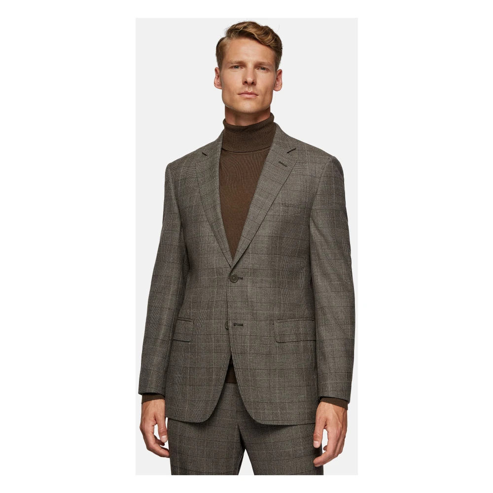 Boggi Milano Prince of Wales wollen blend pak Style Bruxelles Brown Heren