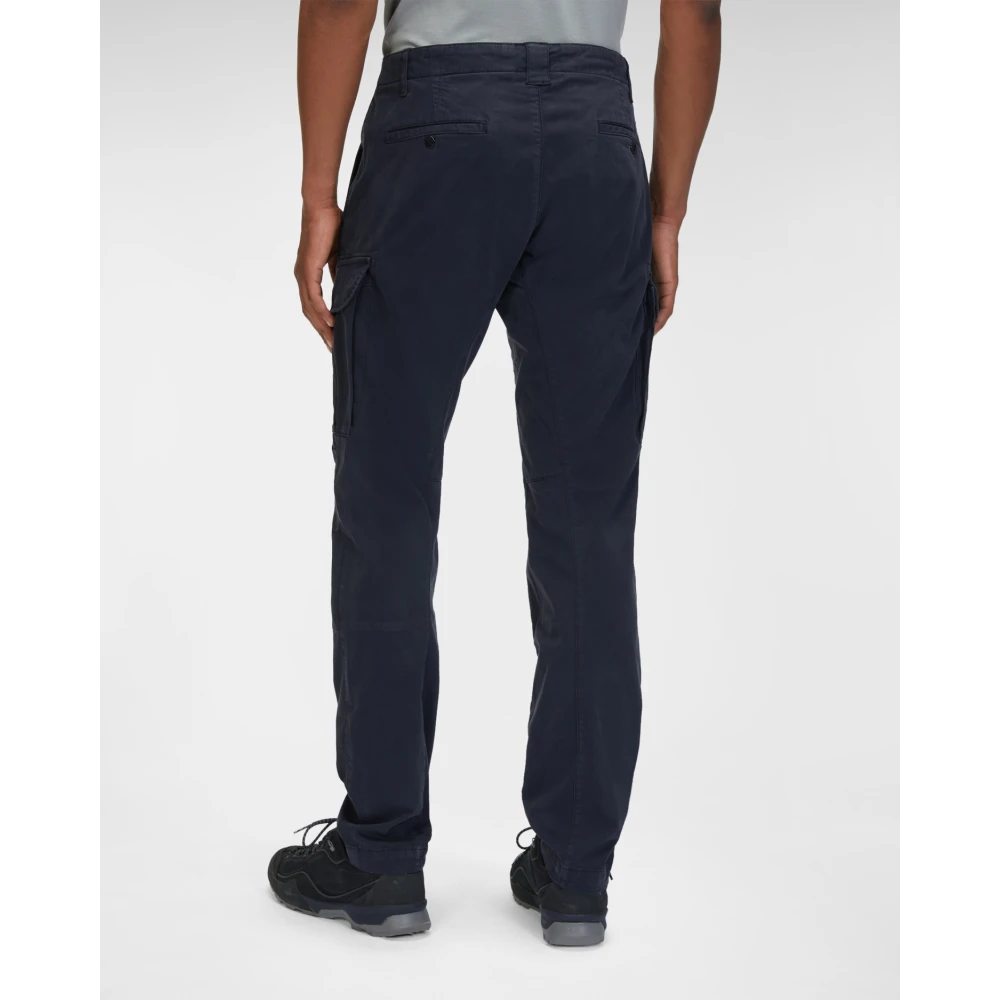 C.P. Company Stretch Sateen Cargo Broek met Lens Zak Blue Heren