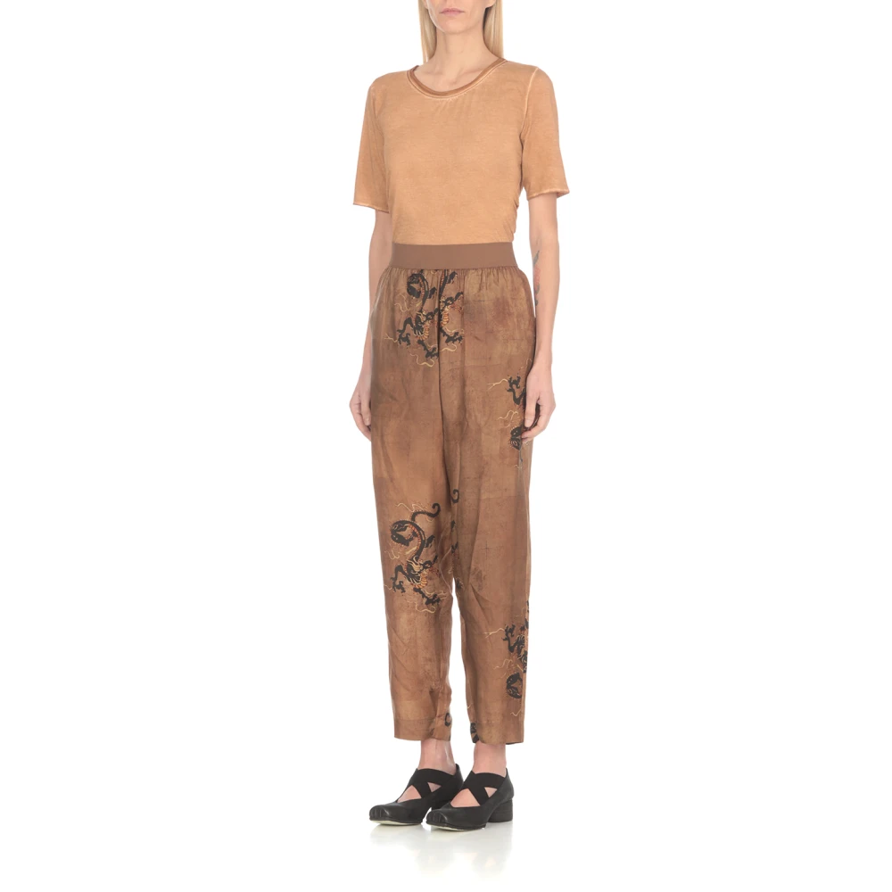 UMA Wang Bruine broek met elastische taille Brown Dames
