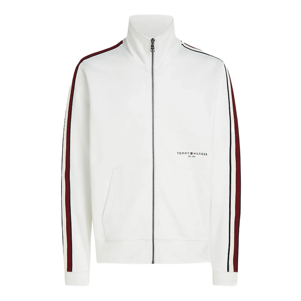 Tommy Hilfiger Herr Global Stripe Tape Dragkedja Genom Tommy Hilfiger White, Herr