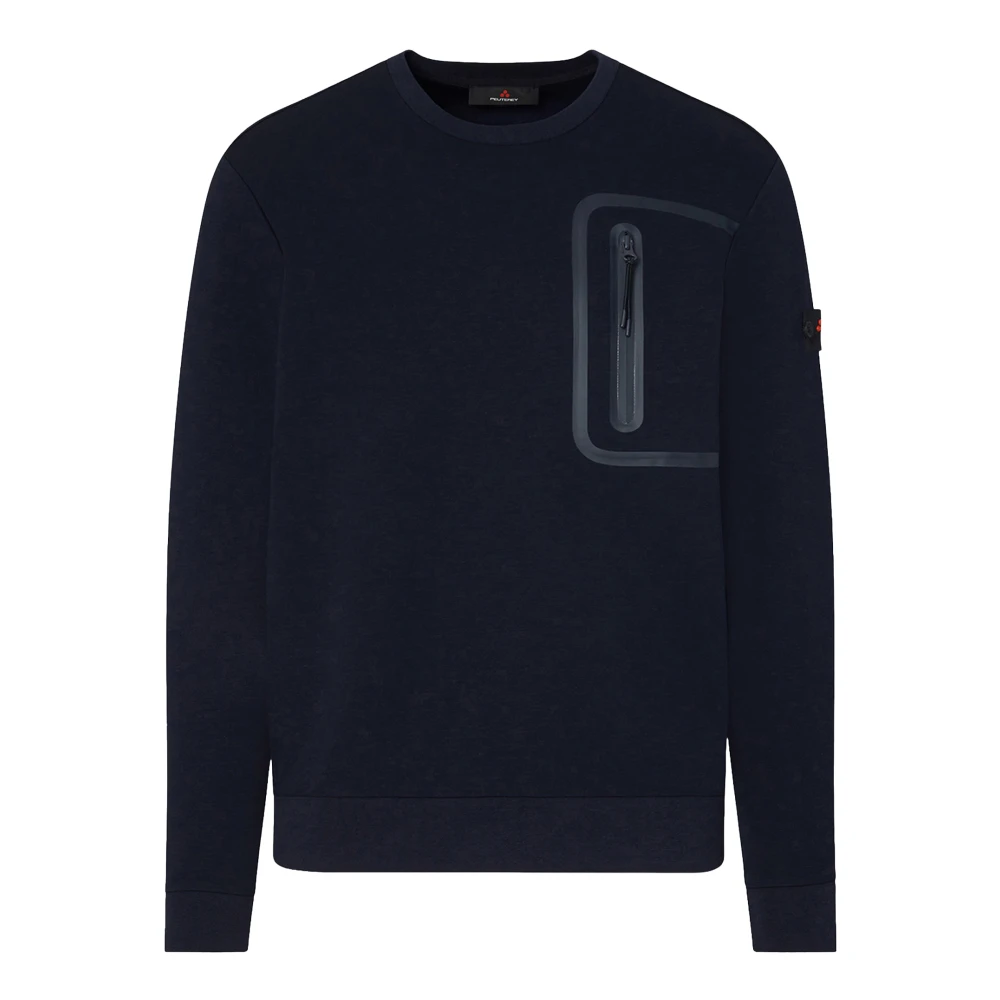 Peuterey Blue Sweatshirts, Male, M, Crewneck Sweatshirt With Zip Pocket