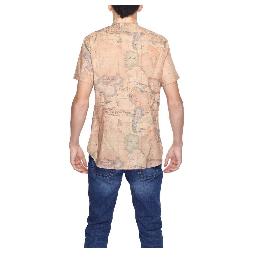 Alviero Martini 1a Classe Beige Bedrukt Shirt met Korte Mouwen Beige Heren