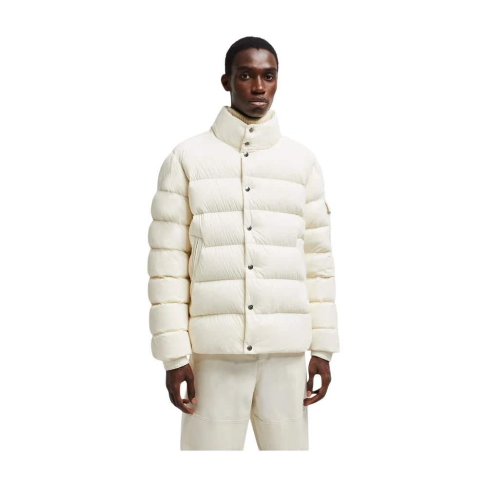 Moncler Witte Korte Donsjas met Flocked Nylon White Heren