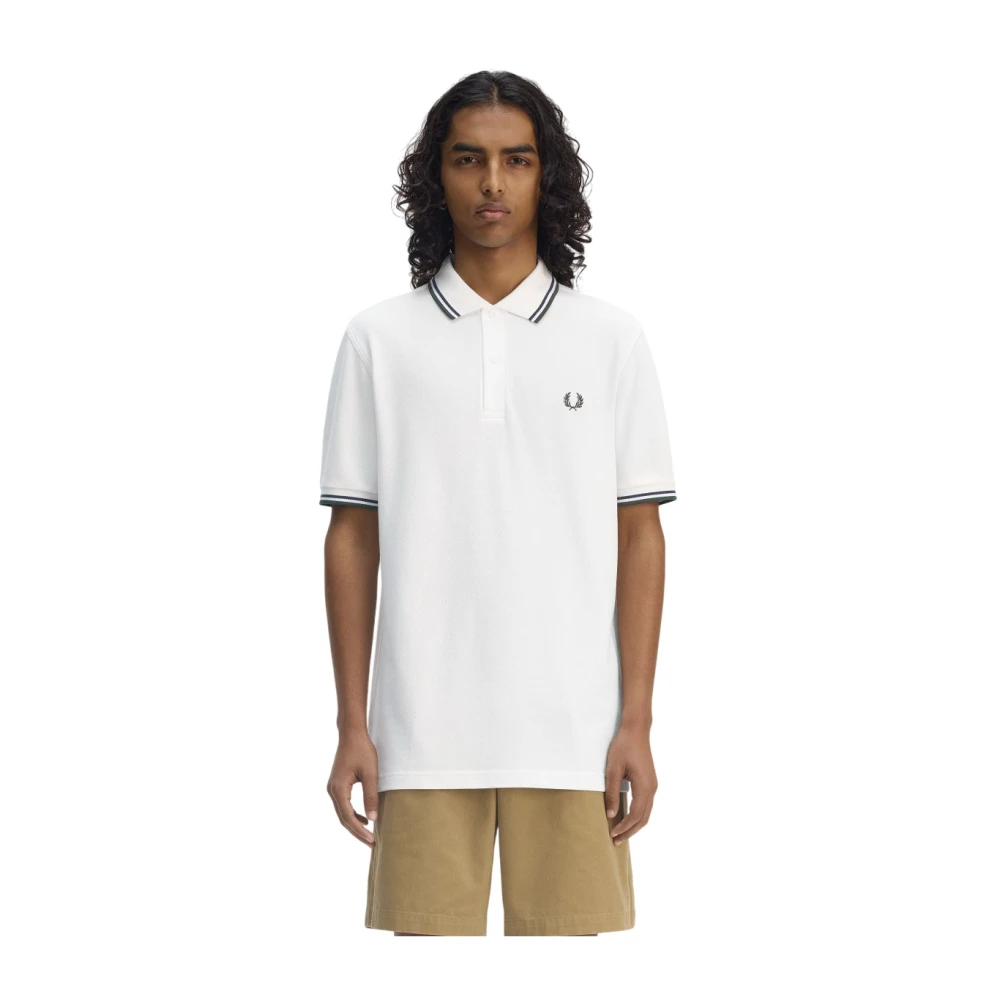 Fred Perry Polo met dubbele streep White Heren