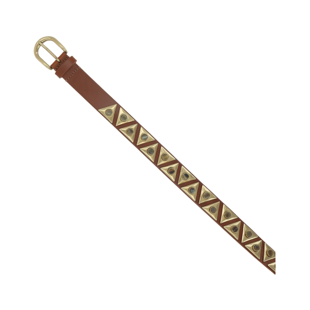 Isabel marant Khaki Bruin Leren Riem met Metalen Plaat Brown Dames