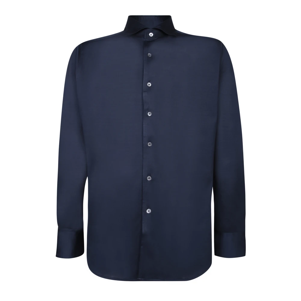 Canali Blauw Overhemd Lange Mouw Casual Stijl Blue Heren