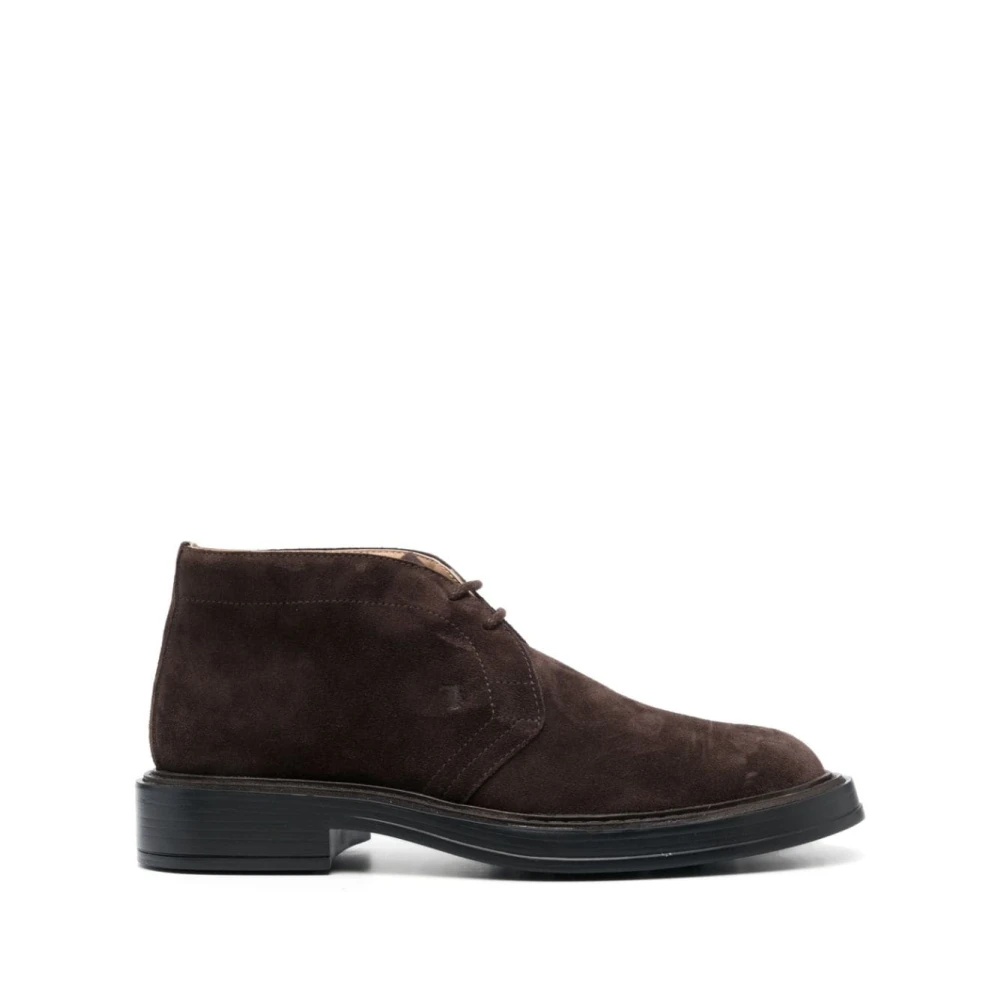 Tod's Men's Brown Lace-Up Boots, 6 Uk, Suede Lace-Up Ankle Boots