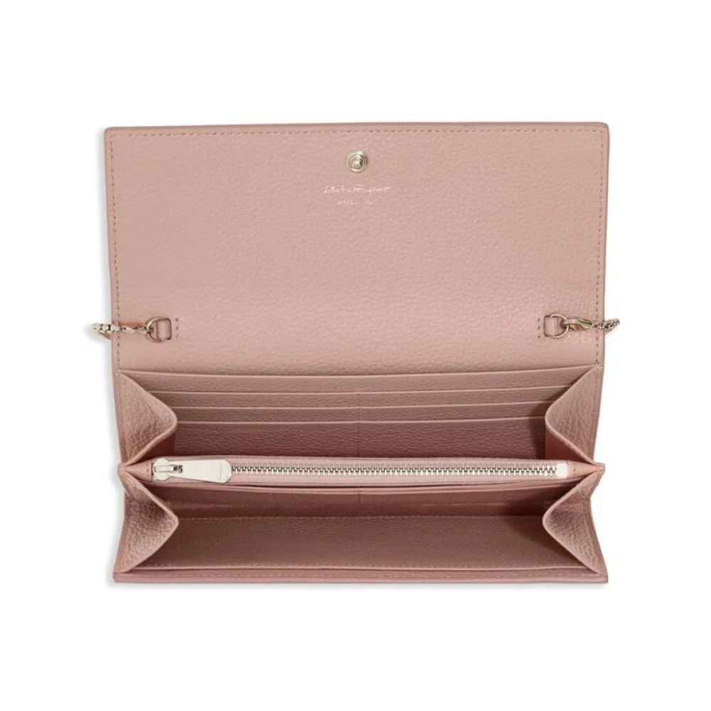 Salvatore Ferragamo Roze leren portemonnee met Gancini gesp Pink Dames