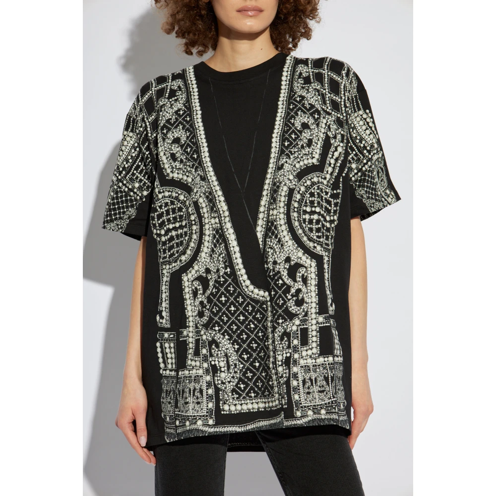 Balmain Oversized t-shirt met print Black Dames