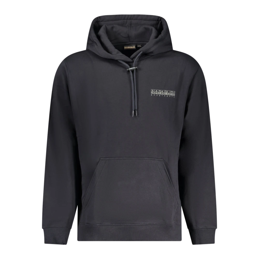 Napapijri Zwarte hoodie met centrale zak en logo Black Heren