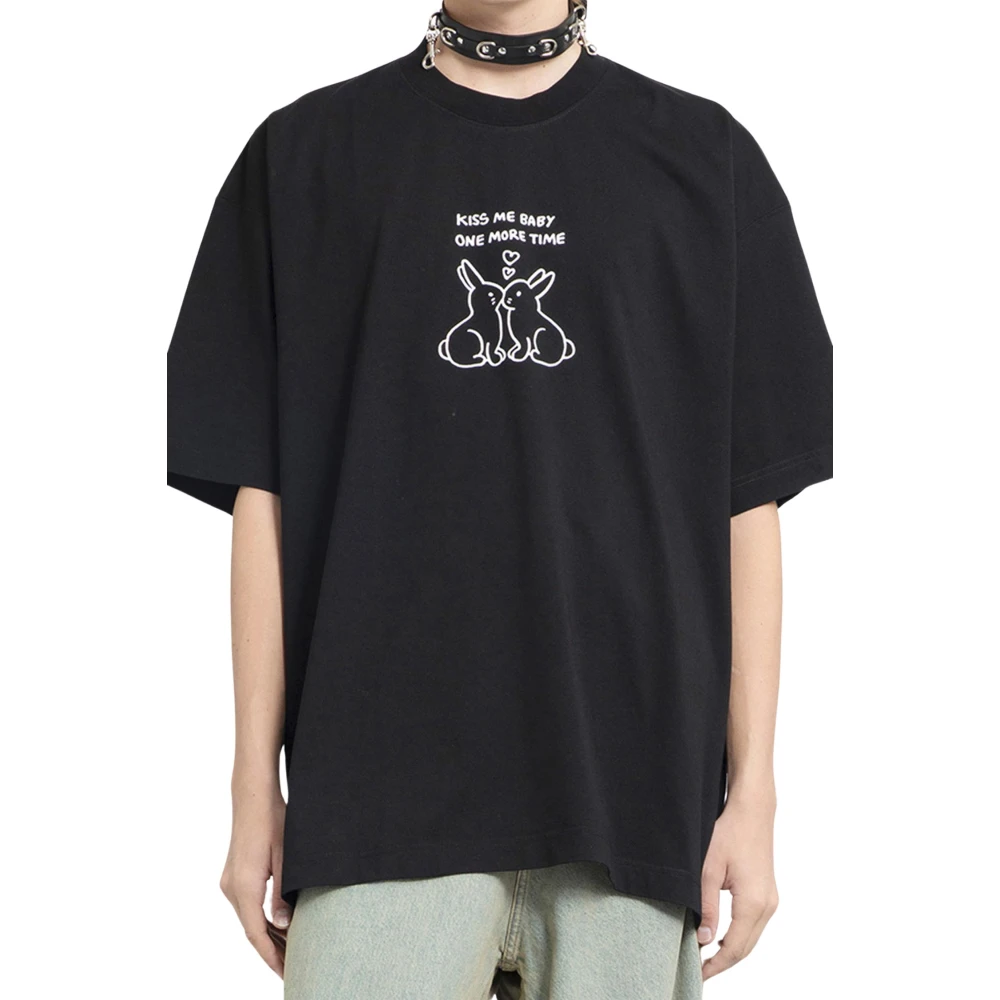 Vetements Zwarte Kissing Bunnies T-Shirt Black Heren