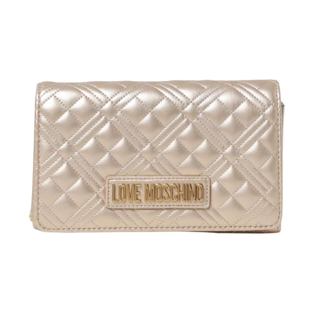 Love Moschino Women's Yellow Shoulder Bags, One Size, Quilted Mini Clutch Bag In Gold