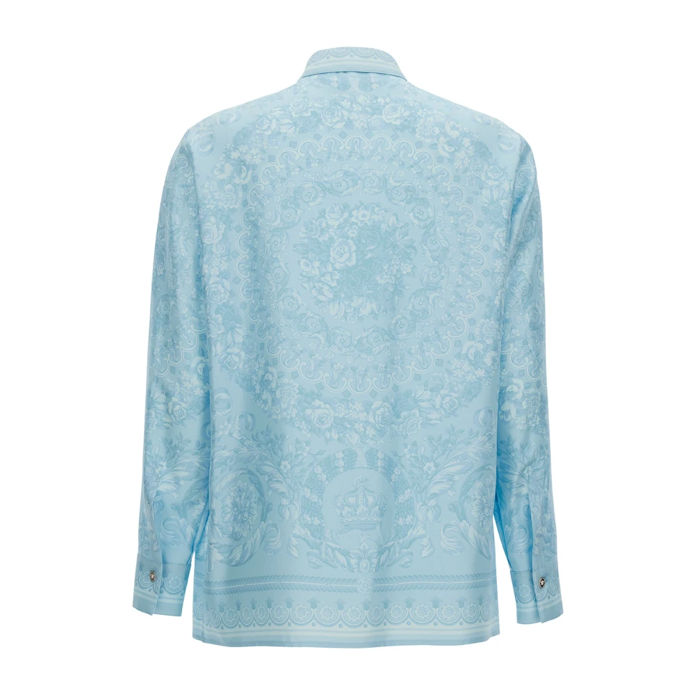 Versace Zijden overhemd met Barocco-print Blue Dames