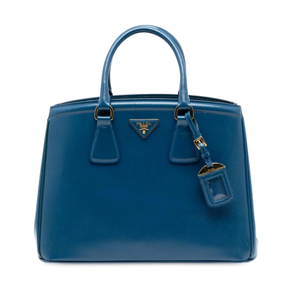 Prada Vintage Women's Blue Pre-Owned Structured Leather Satchel