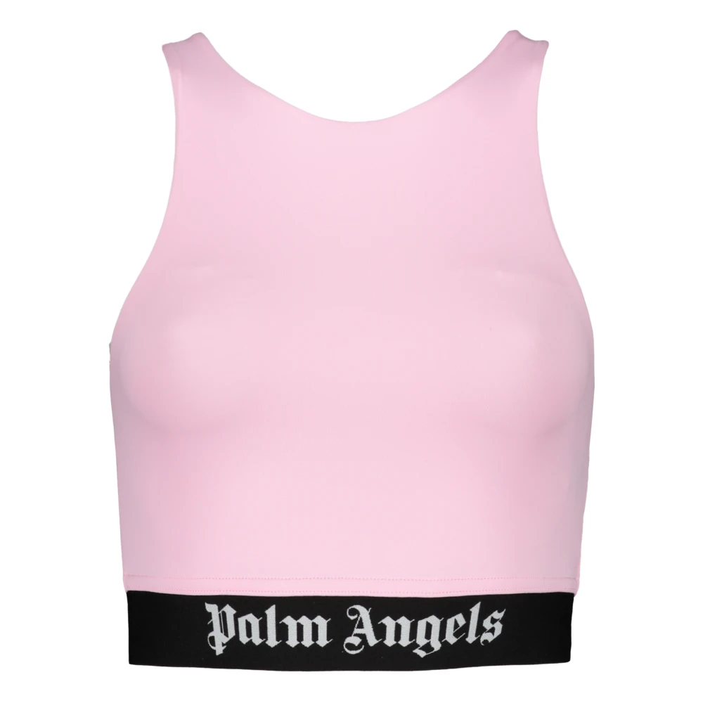 Palm Angels Logo Crop-top Elastische Tailleband Pink Dames