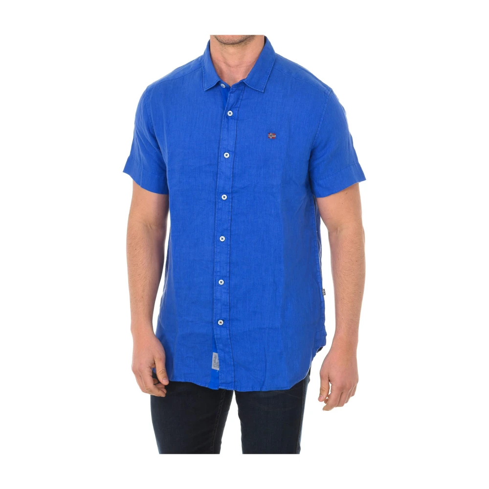 Napapijri Blue Short Sleeve Shirts, Male, S, Short Sleeve Shirts
