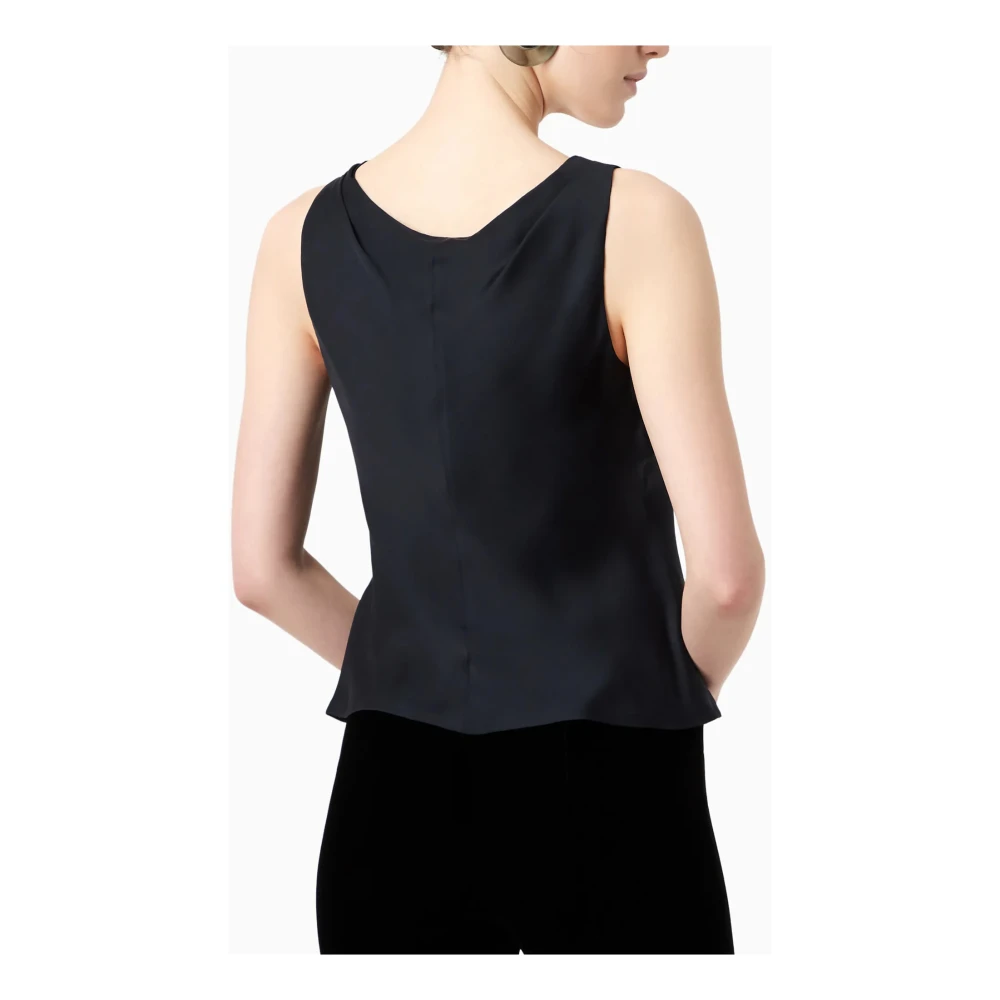 Giorgio Armani Zwarte Zijden Mouwloze Top Black Dames