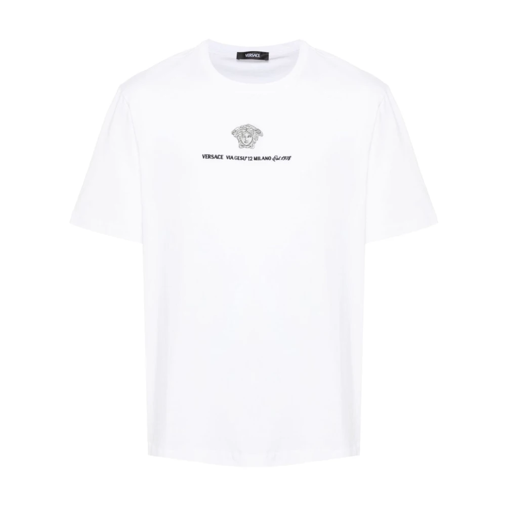 Versace Jersey bomull T-shirt med Medusa broderi White, Herr