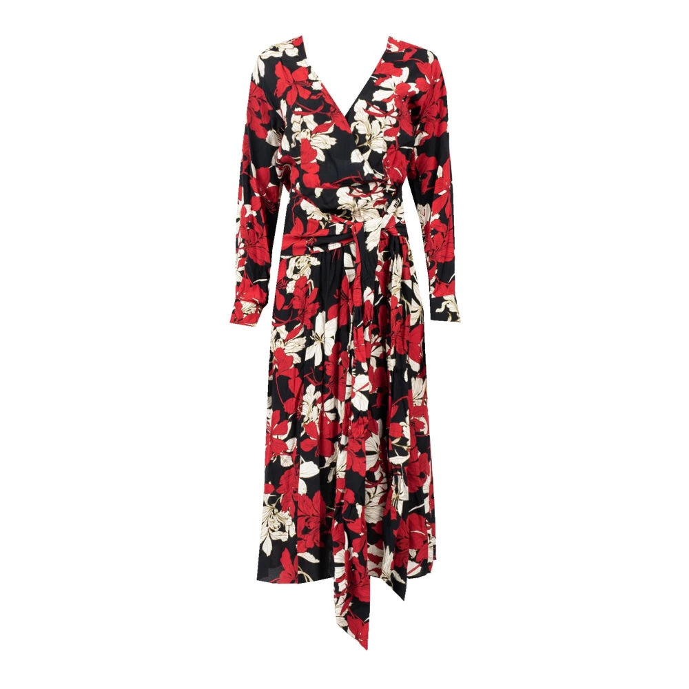 Pinko Femme Multicolor Robes, E, Taille: 36 Fr Robe Midi Portefeuille Florale