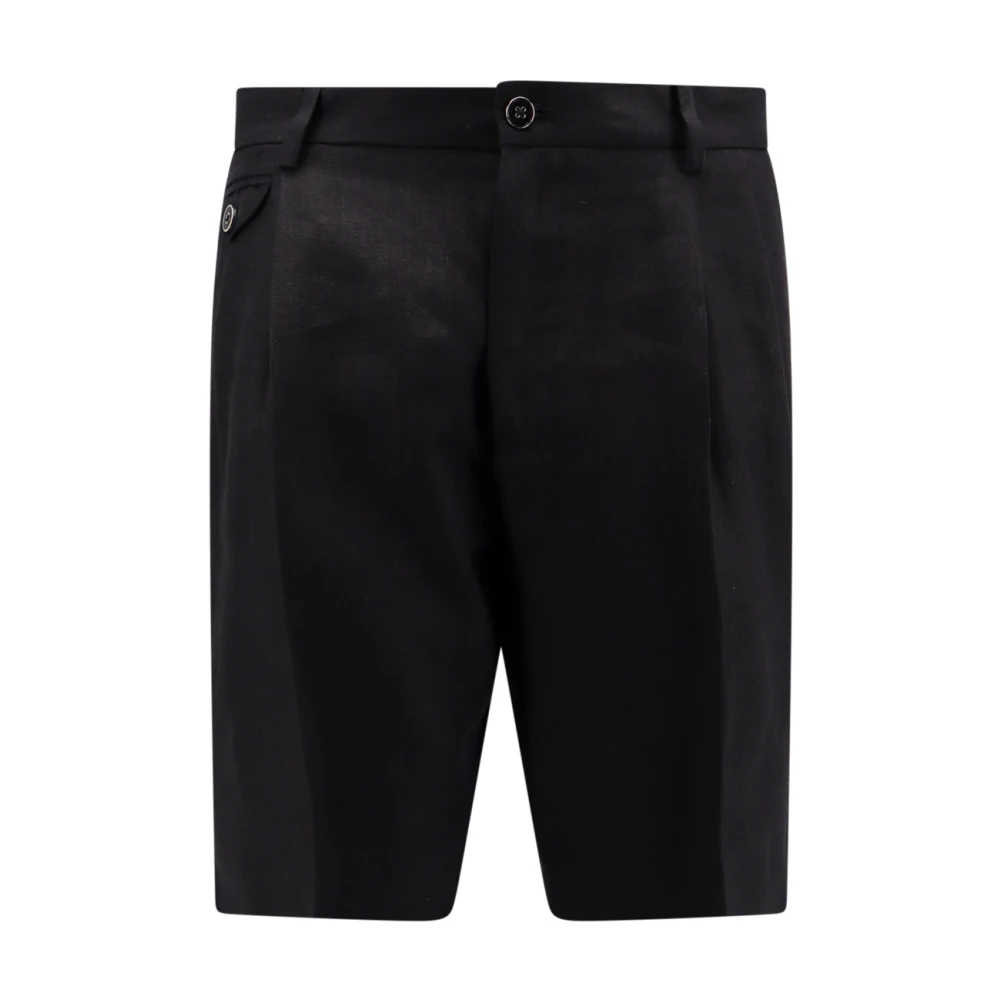 Dolce & Gabbana Linnen Bermuda Shorts Black Heren