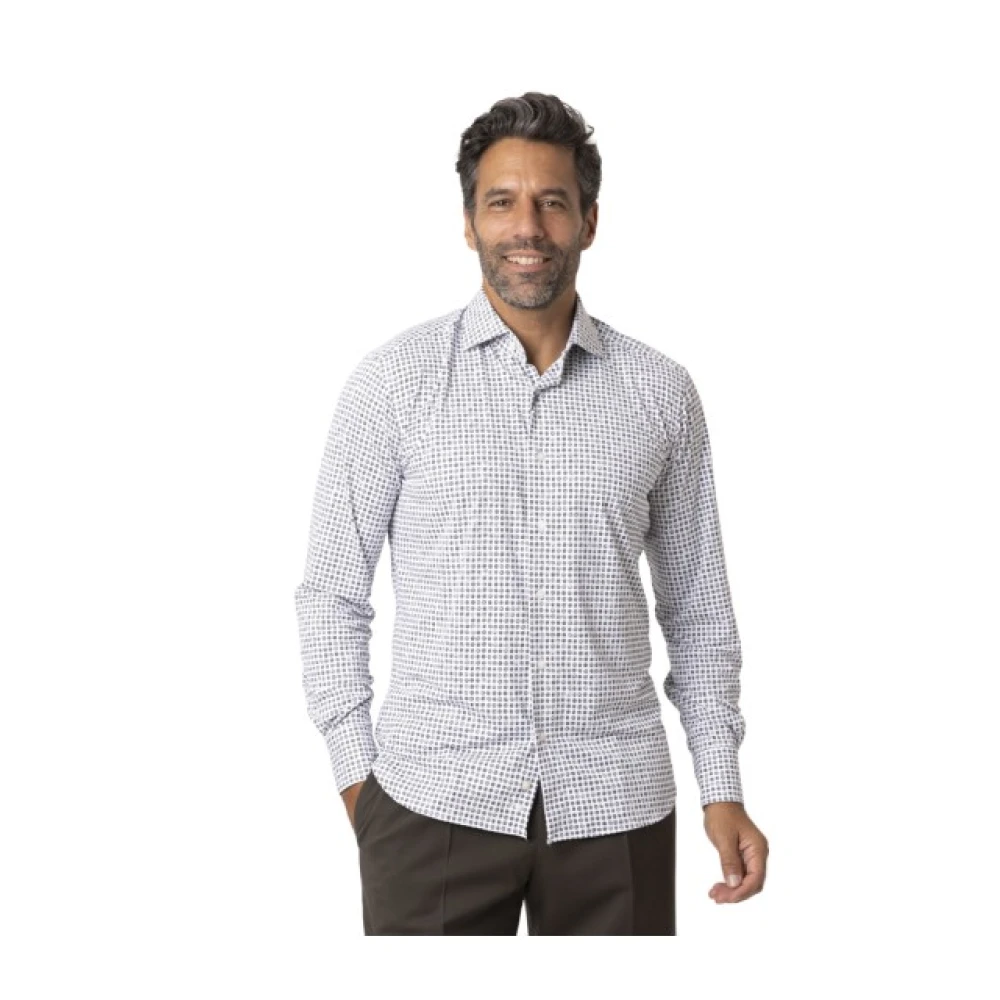 Orian Mannelijk Wit Overhemden Heren, L, Nylon, Stretch Polka-Dot Overhemd