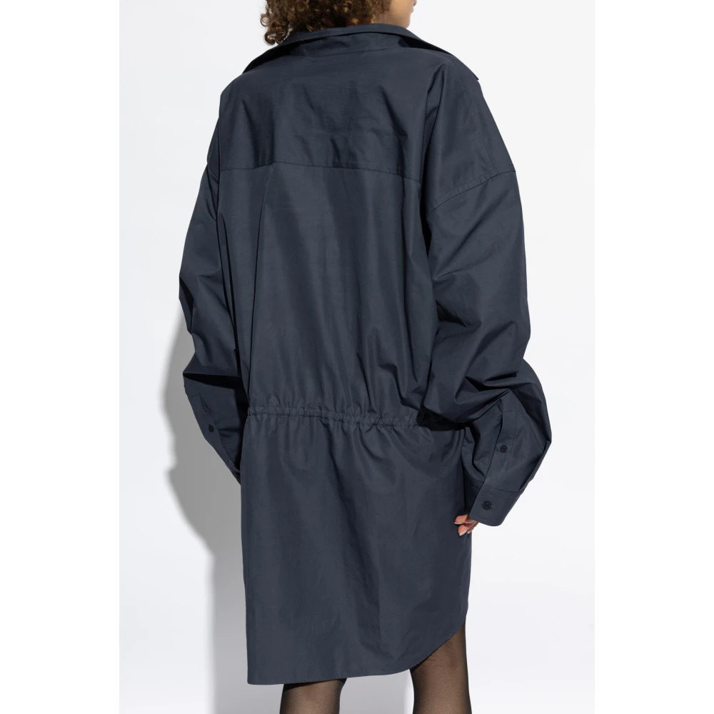 Balenciaga Katoenen Jurk met Draperie Blue Dames