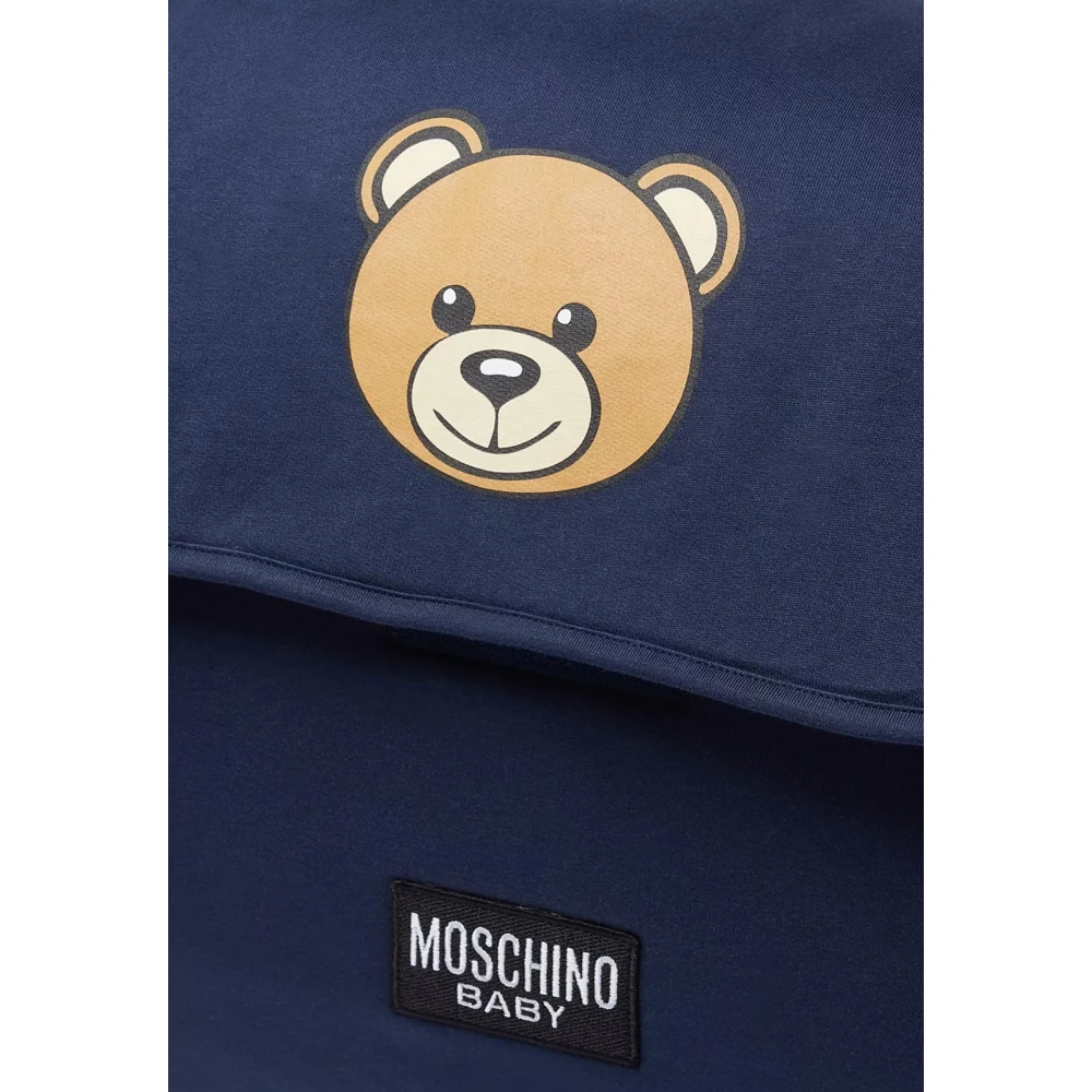 Moschino Blauwe Katoenen Verzorgingstas met Teddybeer Blue Unisex