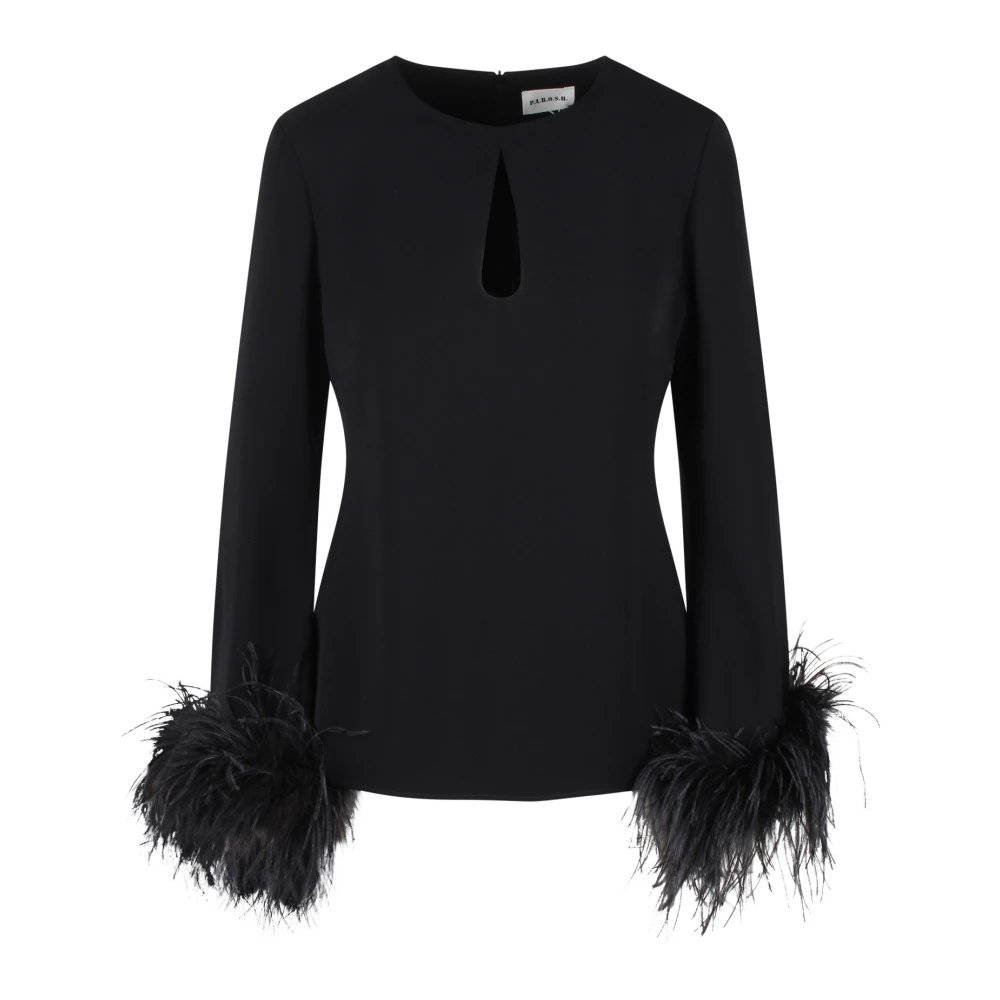 P.a.r.o.s.h. Veren Poker Blouse met Drop Halslijn Black Dames