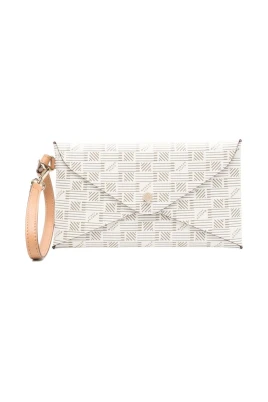 Beige Canvas Foldover Väska med Guldtonad Maskinvara