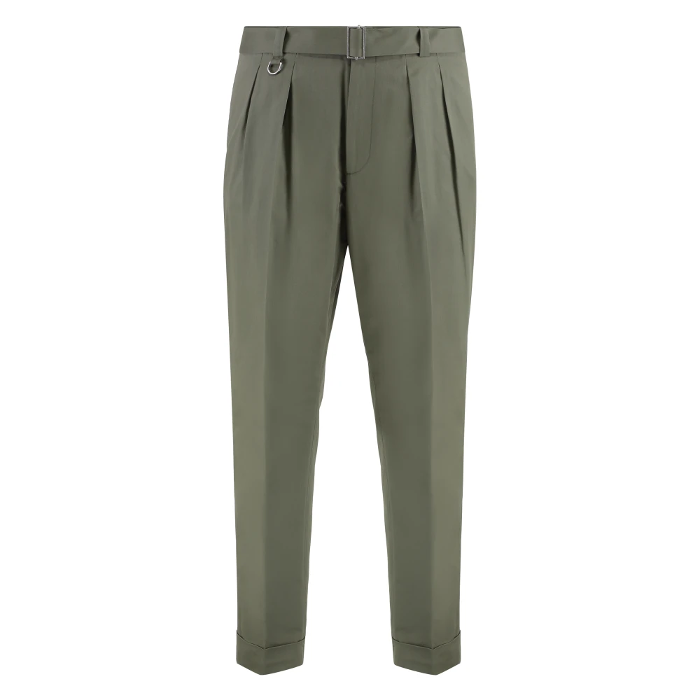 Paolo Pecora Men's Green Slim Fit Chino Trousers - Slim-Fit Trousers - L - Trousers