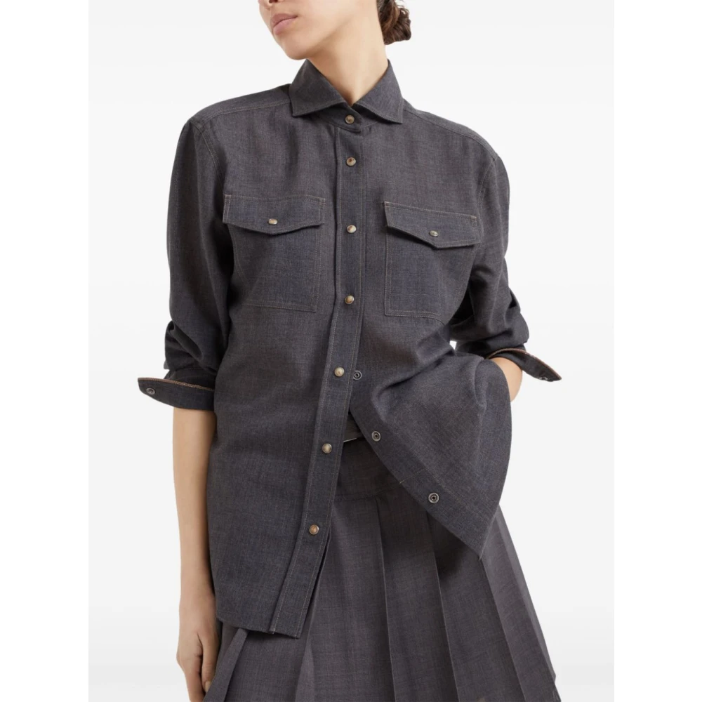 BRUNELLO CUCINELLI Grijze Shirt Gray Dames