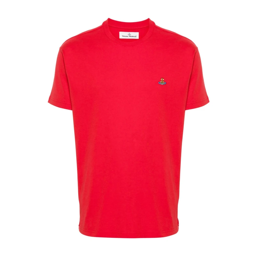 Vivienne Westwood Röd Bomull Jersey T-shirt med Signatur Orb Logo Red, Herr