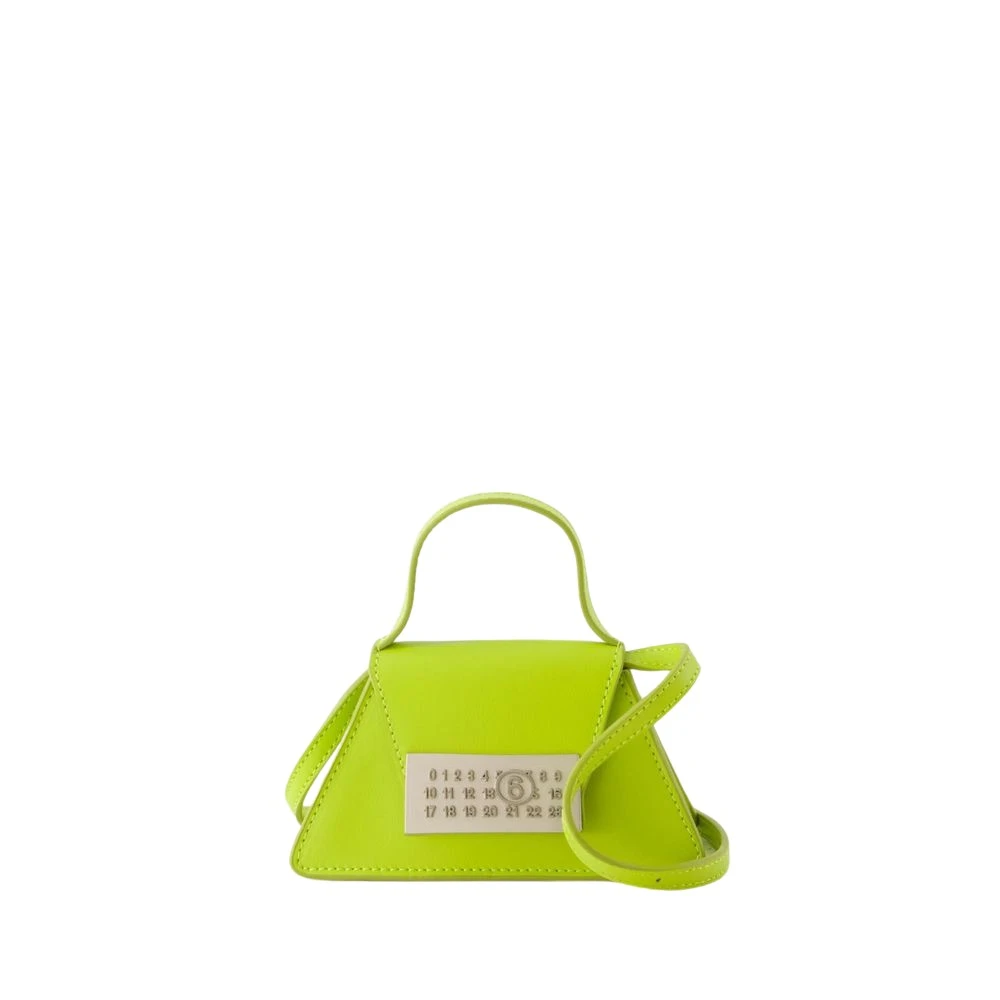 MM6 Maison Margiela Shoppers Crossbody Leather Lime Green in groen