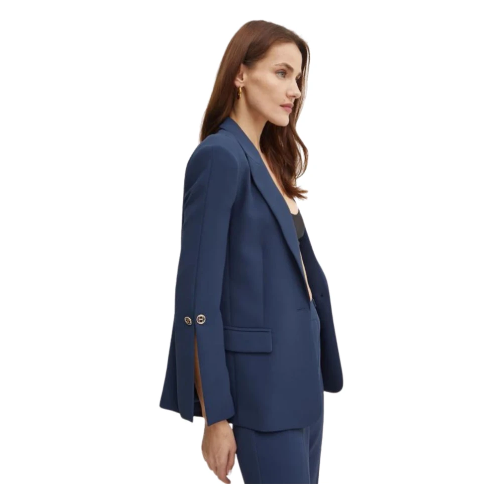 Twinset Blauwe Jassen Eenvoudig Ontwerp Blue Dames