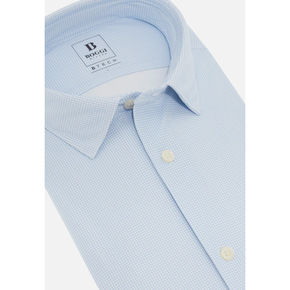 Boggi Milano B Tech Slim Fit Stretch Nylon Overhemd Blue Heren