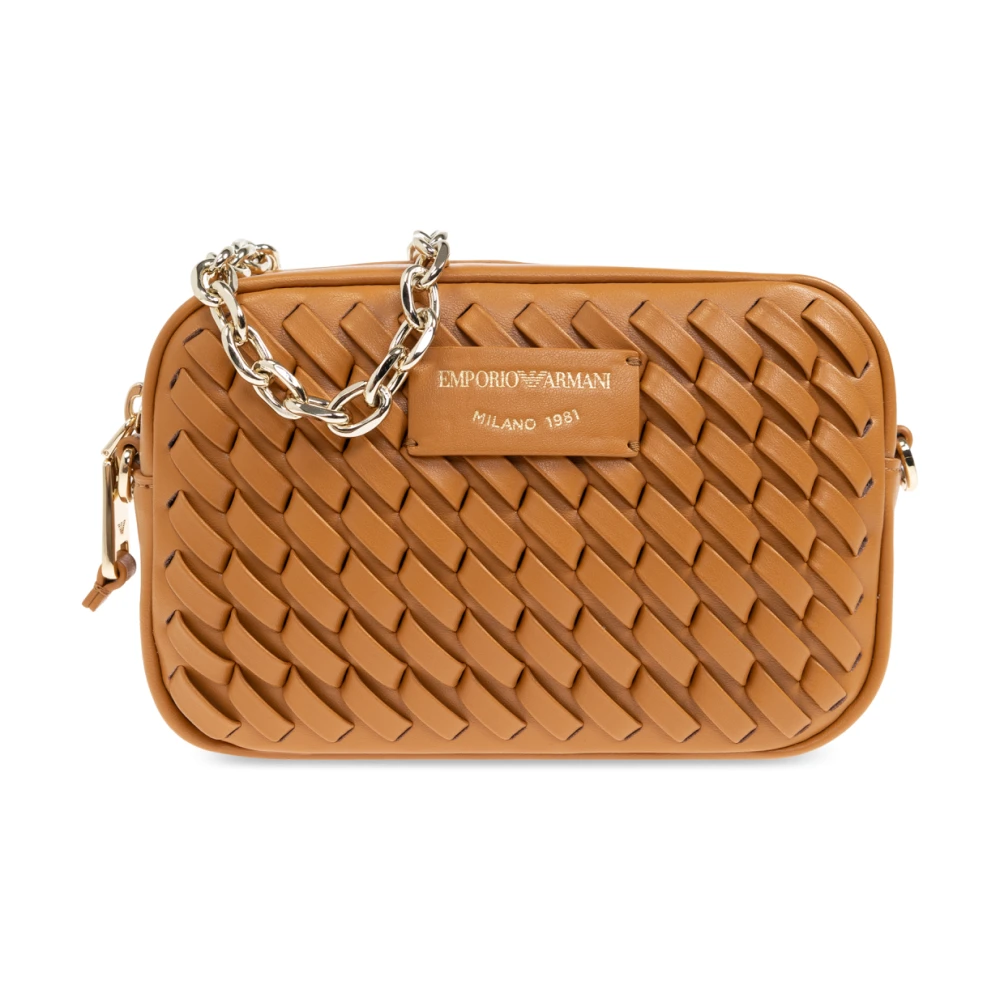 Emporio Armani Schoudertas met decoratief vlechtwerk Beige Dames
