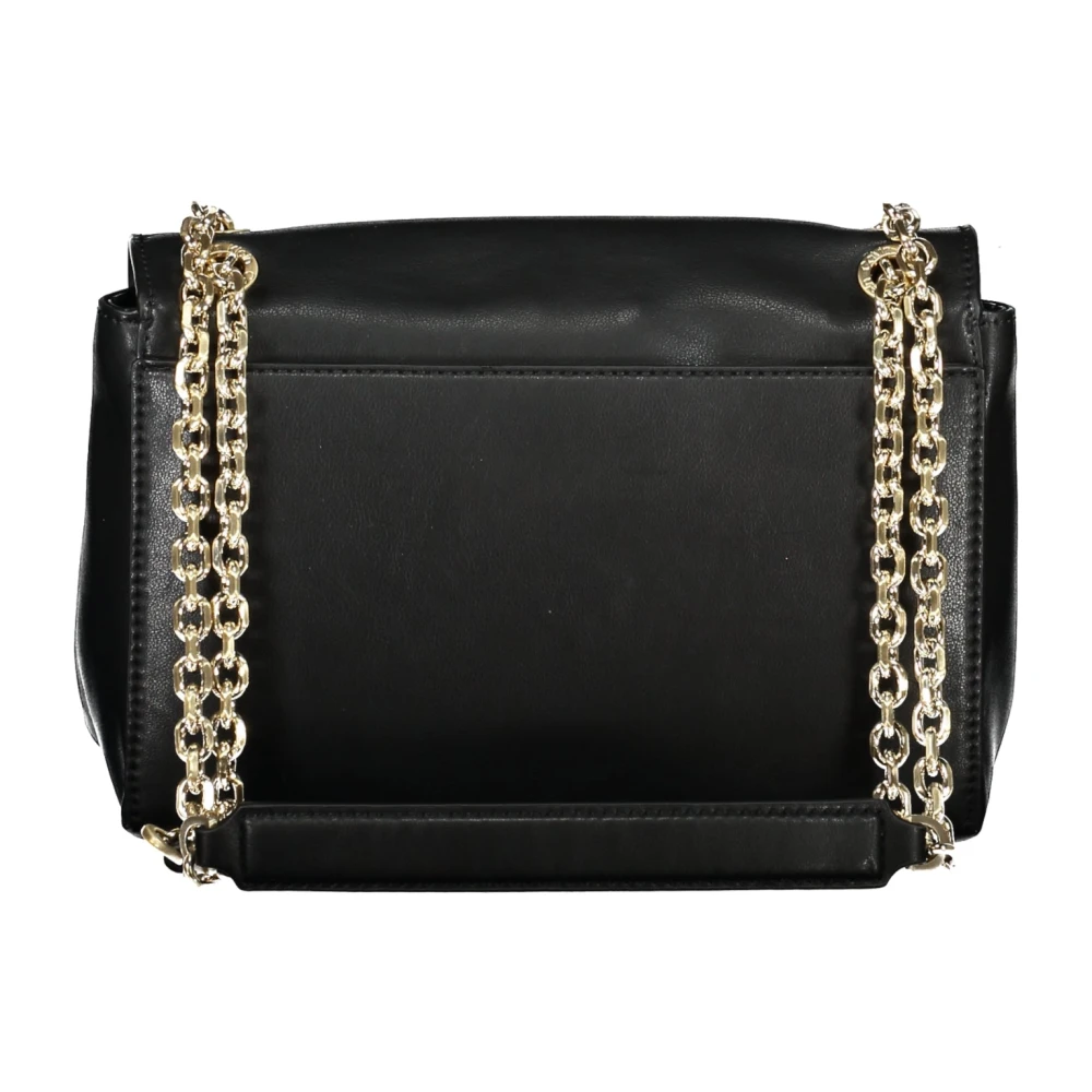 Calvin Klein Zwarte Schoudertas met Kettinghandvatten Black Dames