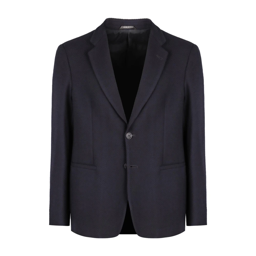Giorgio Armani Hombre Chaqueta Cruzada En Tejido Jacquard De Espiga Elástico De Lana Virgen