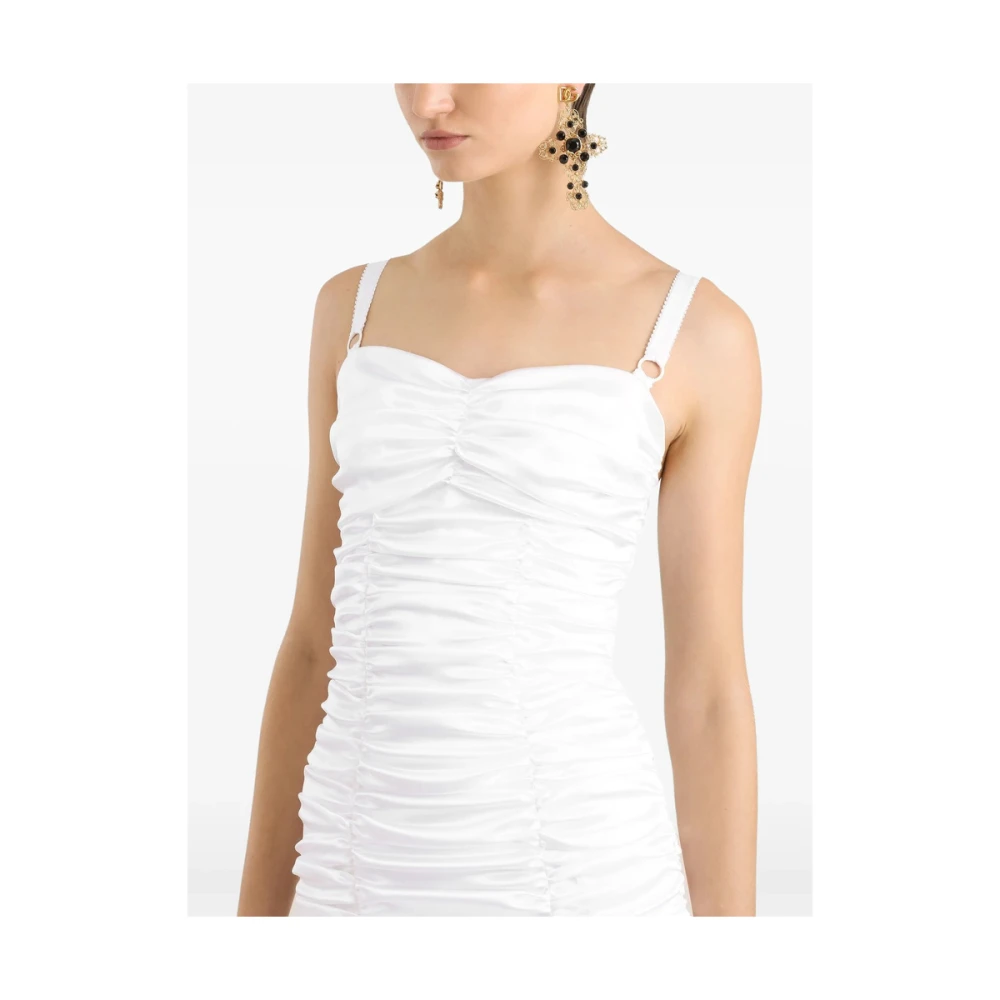 Dolce & Gabbana Witte Sweetheart Neck Jurk White Dames