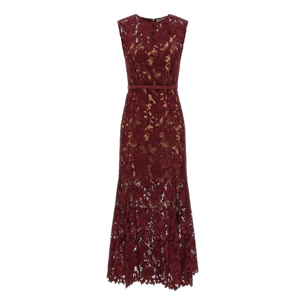 Self Portrait Women's Red Maxi Dresses, 2XS, Guipure Lace Midi Dress