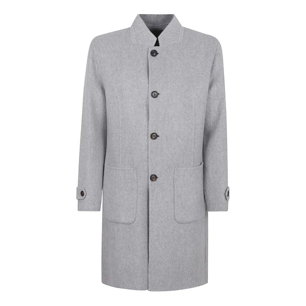 Eleventy Men's Gray Single-Breasted Coats, L, Luxurious Wool-Cashmere Blend Coat