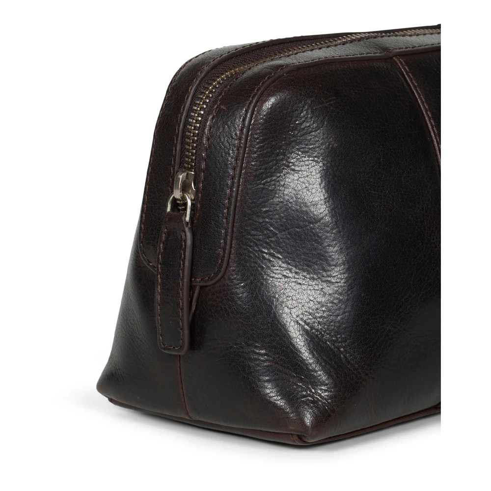 Howard London Donkerbruine leren heren toilettas Brown Heren